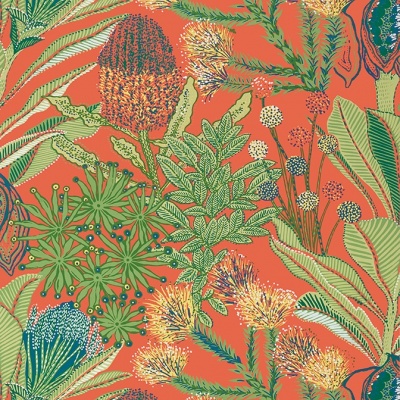 Thibaut Protea Wallpaper in Coral